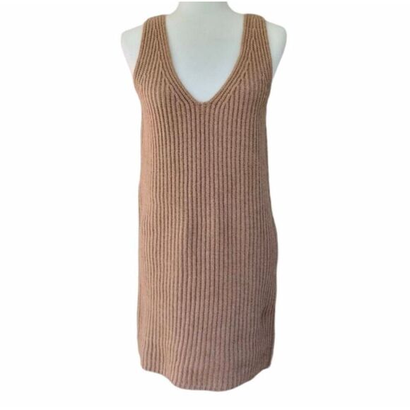 Madewell Camel Merino Wool Tunic Knit Sleeveless Tank Sweater Dress Size Small - Picture 3 of 12